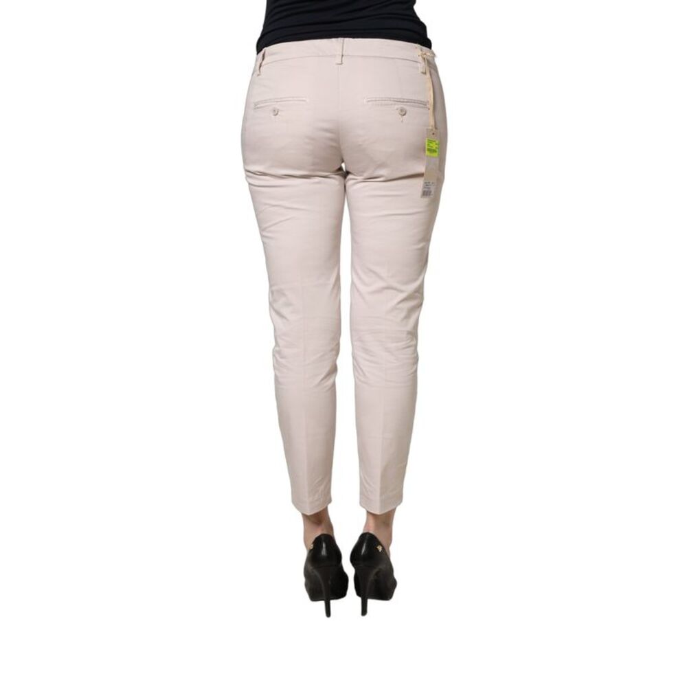 Versace Jeans Couture Beige Low Waist Tapered Women Cropped Trousers Women's